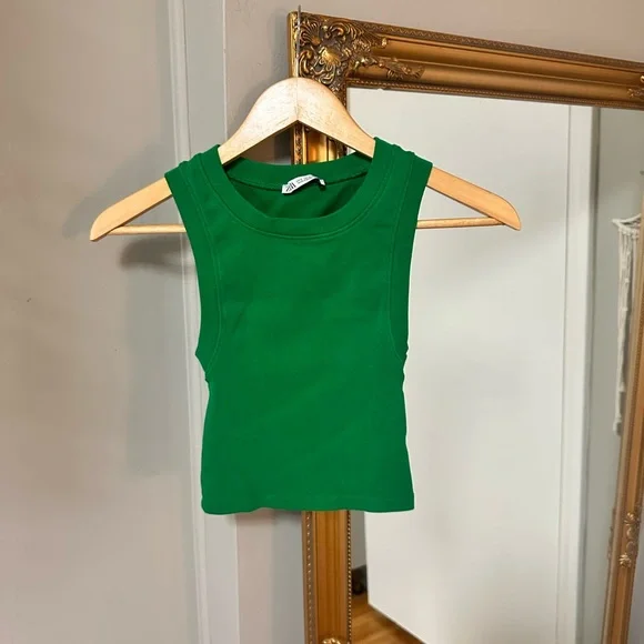 Zara Bright Green Ribbed Tank - Picture 2 of 3